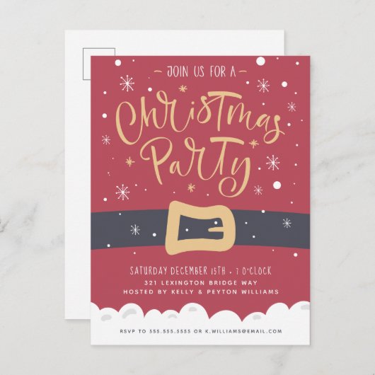 Kerstman | Uitnodiging voor Kerstfeest (Voorkant / Achterkant)