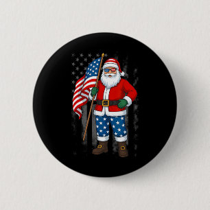 Kerstman Usa Amerikaanse Vlag Kerstmis In Juli Gel Ronde Button 5,7 Cm
