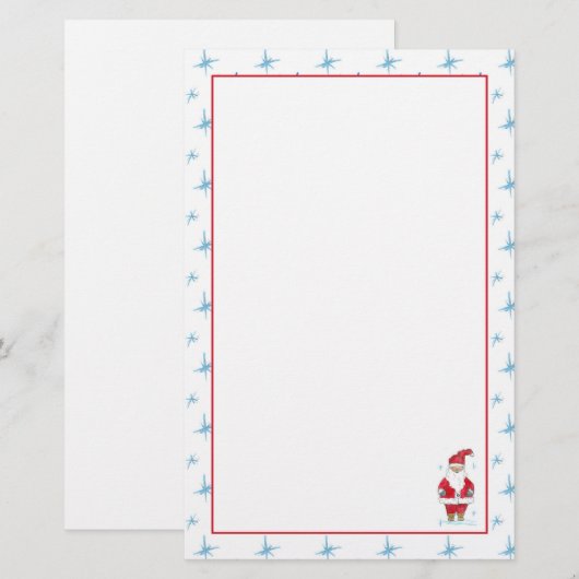 Kerstman Vakantie Blauwe Sneeuwvlokken Briefpapier (Voorkant / Achterkant)