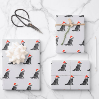 Kerstman vakantie Kerstmis lab waterverf zwart gri Inpakpapier Vel