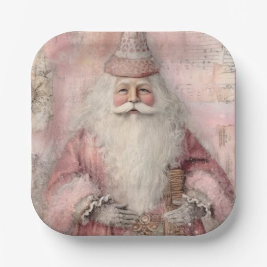 Kerstman Vakantie Papieren Bordje (Voorkant)