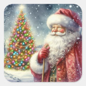 Kerstman Vakantie  Vierkante Sticker (Voorkant)