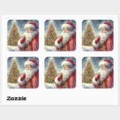 Kerstman Vakantie  Vierkante Sticker (Vel)