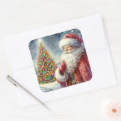 Kerstman Vakantie  Vierkante Sticker (Envelop)