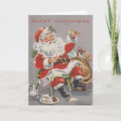 Kerstman van 1950 met thee en koekjes, aangepast k feestdagen kaart (Voorkant)