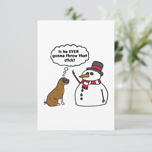 Kerstman van Boxerhond Sneeuwman Kaart (Staand voorkant)