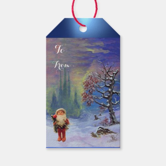 KERSTMAN VAN DE GNOMEN CADEAULABEL (Voorkant)