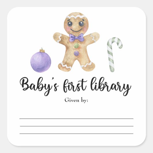 Kerstman van gemberkoek - Baby's eerste bibliothee Vierkante Sticker (Voorkant)