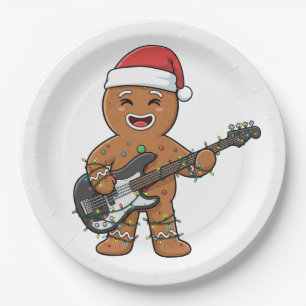 Kerstman van gemberkoek Elektrische Gitaar Rock Gr Papieren Bordje