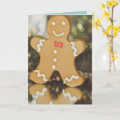 Kerstman van gemberkoek kaart (Gele Bloem)