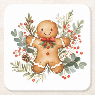 Kerstman van gemberkoek kartonnen onderzetters