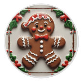 Kerstman van gemberkoek keramische knop (Voorkant)