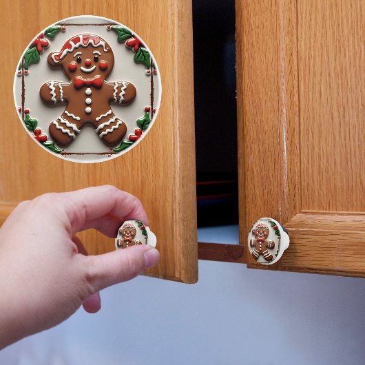 Kerstman van gemberkoek keramische knop