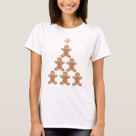 Kerstman van gemberkoek Kerstboom rode ster koekje T-shirt