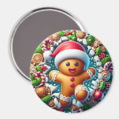 Kerstman van gemberkoek kerstmagnet magneet (Voorkant / Achterkant)