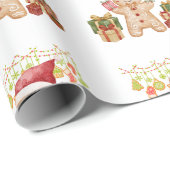 Kerstman van gemberkoek Kerstmis Cadeaupapier (Rol Hoek)