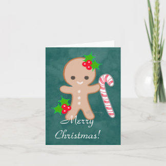 Kerstman van gemberkoek met Kerststok Feestdagen Kaart