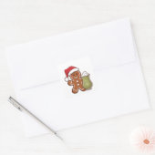 Kerstman van gemberkoek met Matcha-drank Vierkante Sticker (Envelop)
