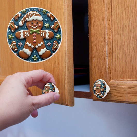 Kerstman van gemberkoek met sneeuw keramische knop