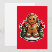 Kerstman van gemberkoek met snoepstokjes feestdagenkaart (Voorkant / Achterkant)