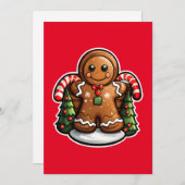 Kerstman van gemberkoek met snoepstokken feestdagenkaart (Voorkant / Achterkant)