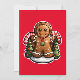 Kerstman van gemberkoek met suikerrietjes feestdagenkaart