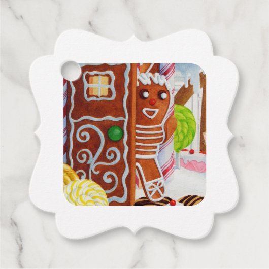 KERSTMAN VAN GEMBERKOEK Mooie vierkante cadeaukaar Bedankjes Labels (Voorkant)