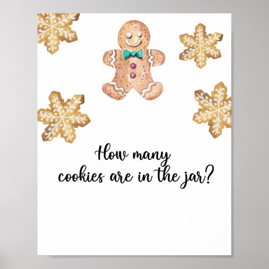 Kerstman van gemberkoek - raad hoeveel koekjes poster (Voorkant)