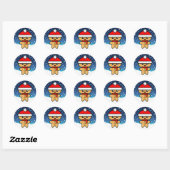 Kerstman van gemberkoek ronde sticker (Vel)