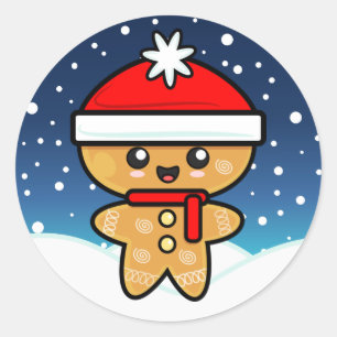 Kerstman van gemberkoek ronde sticker