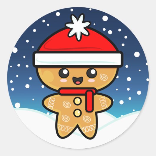 Kerstman van gemberkoek ronde sticker (Voorkant)