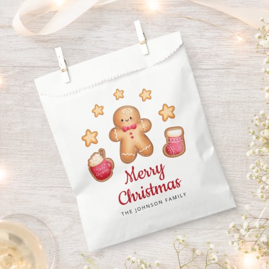 Kerstman van gemberkoek Rood Schrift Kerstmis Bedankzakje (Geknipt)