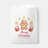 Kerstman van gemberkoek Rood Schrift Kerstmis Bedankzakje (Voorkant)