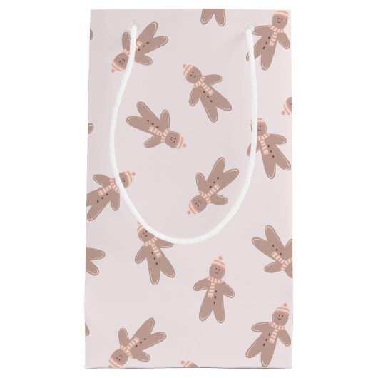 Kerstman van gemberkoek roze klein cadeauzakje (Voorkant)