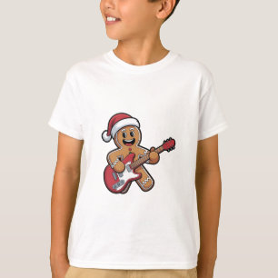 Kerstman van gemberkoek speelt gitaar Elektrische T-shirt