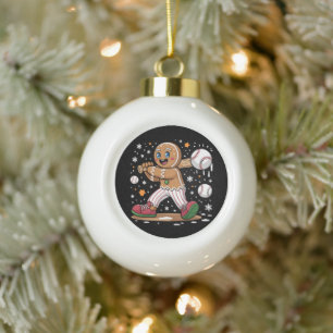 Kerstman van gemberkoek Sportspeler Honkbal  Keramische Bal Ornament