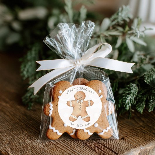 Kerstman van gemberkoek Vrolijk Kerstfeest Ronde Sticker