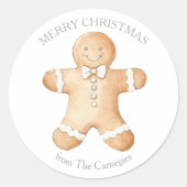 Kerstman van gemberkoek Vrolijk Kerstfeest Ronde Sticker (Voorkant)