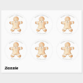 Kerstman van gemberkoek Vrolijk Kerstfeest Ronde Sticker (Vel)