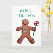 Kerstman van gemberkoek wenskaart kaart (Gele Bloem)