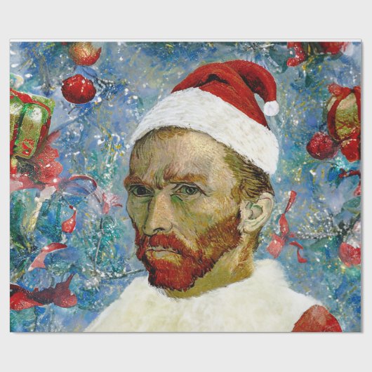 Kerstman, Van Gogh Cadeaupapier (Vlak)