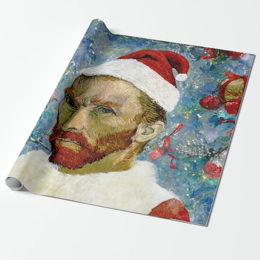 Kerstman, Van Gogh Cadeaupapier (Uitgerold)