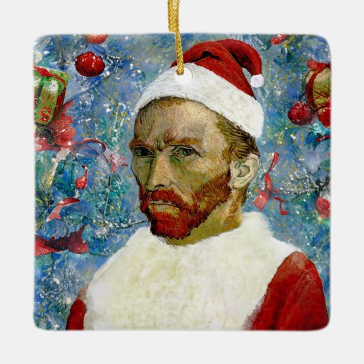 Kerstman, Van Gogh Keramisch Ornament (Voorkant)