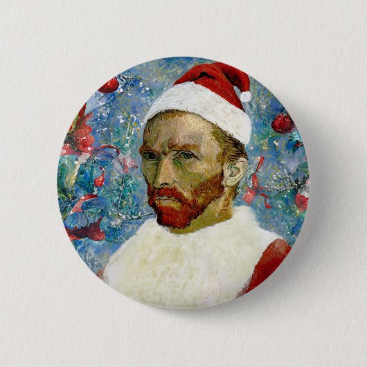 Kerstman, Van Gogh Ronde Button 5,7 Cm (Voorkant)