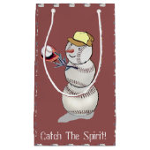 Kerstman van honkbal sneeuwpop klein cadeauzakje (Voorkant)