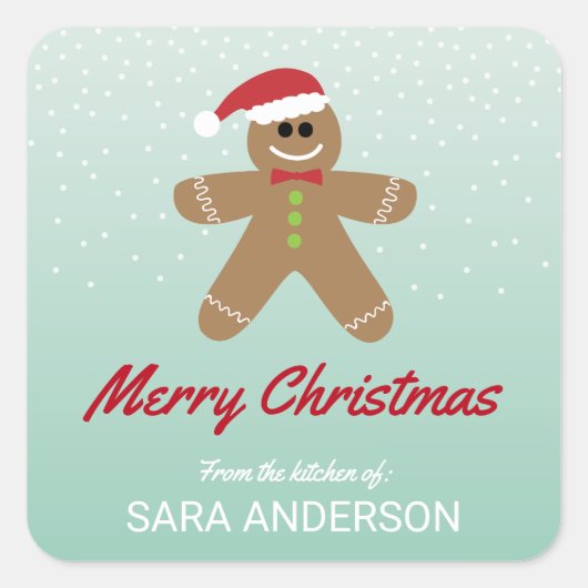 Kerstman Van Kerstbrood Uit De Keuken Van Vierkante Sticker (Voorkant)