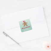 Kerstman Van Kerstbrood Uit De Keuken Van Vierkante Sticker (Envelop)