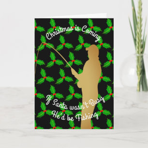Kerstman van Kerstmis zou vissen Feestdagen Kaart