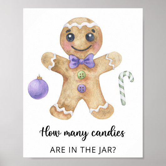Kerstman van koek - raad hoeveel snoepjes poster (Voorkant)