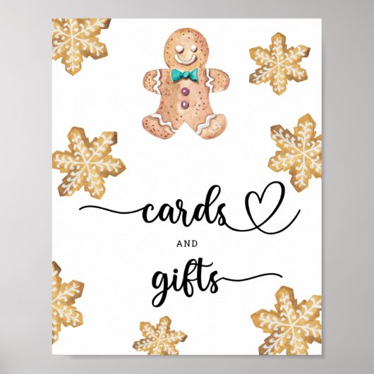 Kerstman van koekdeeg - kaarten en cadeaus baby sh poster (Voorkant)